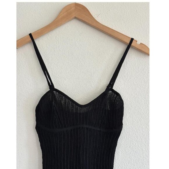 Skims Sheer Knit Cami Bodysuit in Onyx, Size X-Small - Picture 6 of 10
